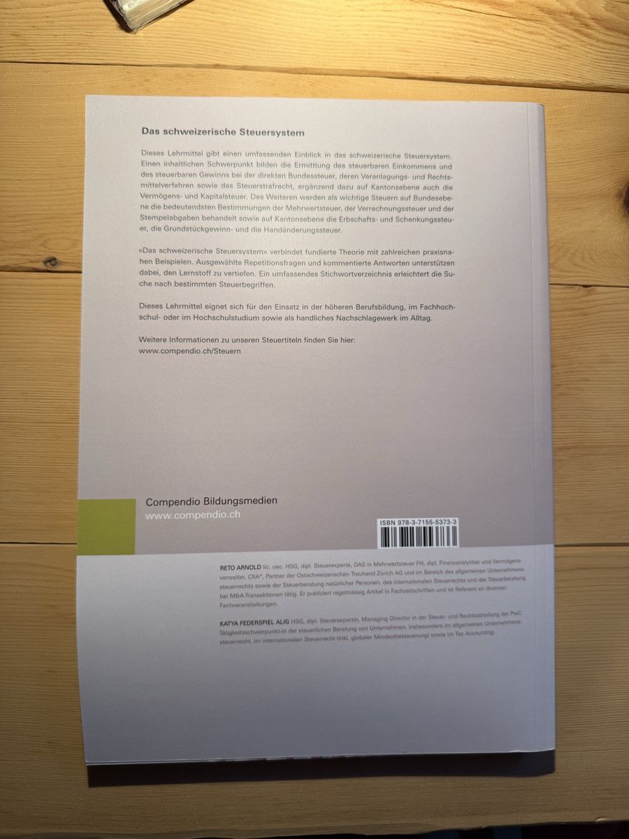 Libri: Lehrmittel Das schweizerische Steuersystem Compendio – Usato da Steffisburg venduto da Schmidu_84 1