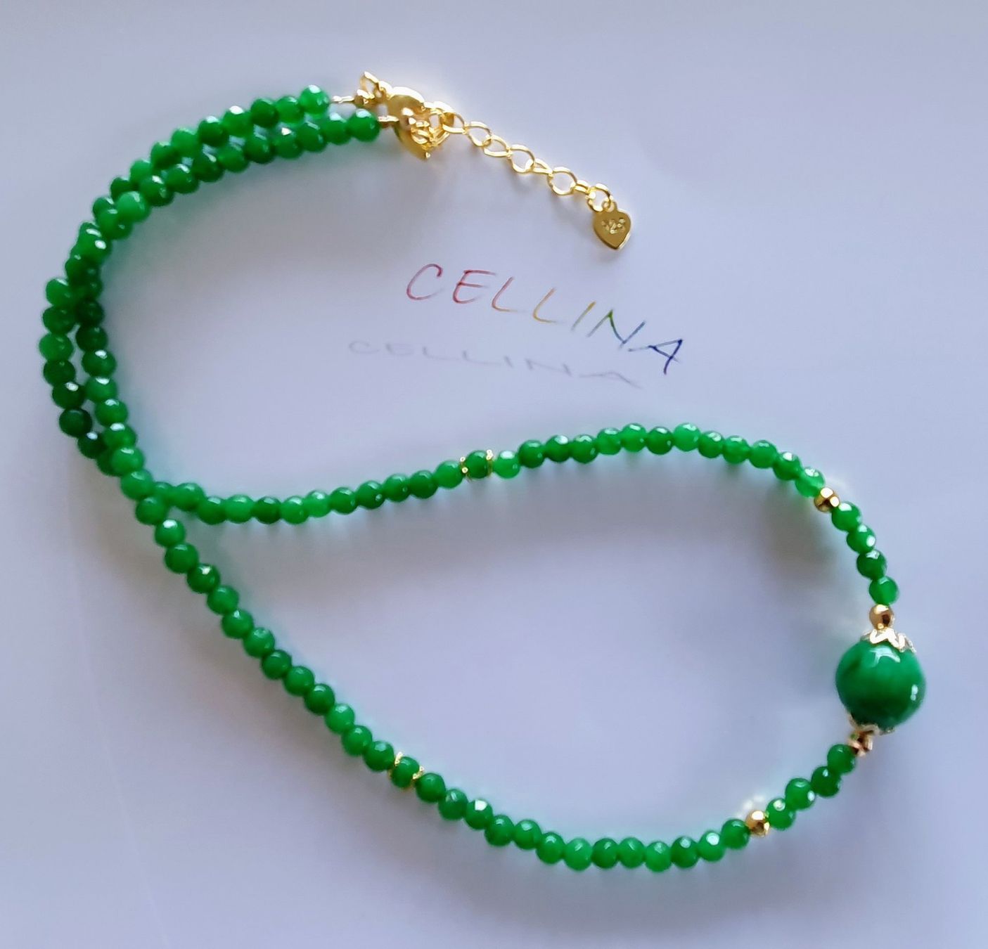Catenine: Smaragdgrüne Jade Kette 2 – Nuovo e nell'imballaggio originale da Luzern venduto da Cellina1 2