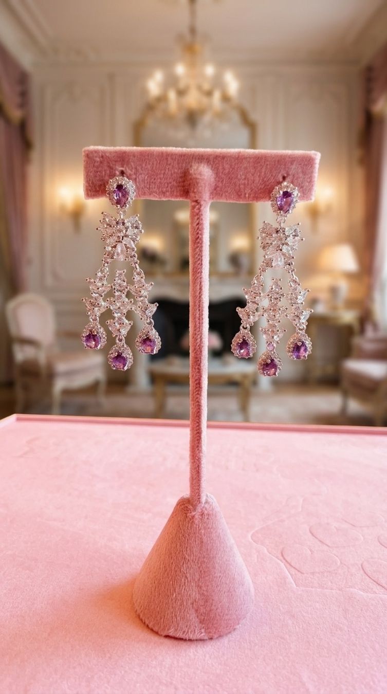 Boucles d'oreille: Boucles d'oreilles chandelier violettes – Neuf avec emballage d'origine à St-Maurice par Sandrinette123 1