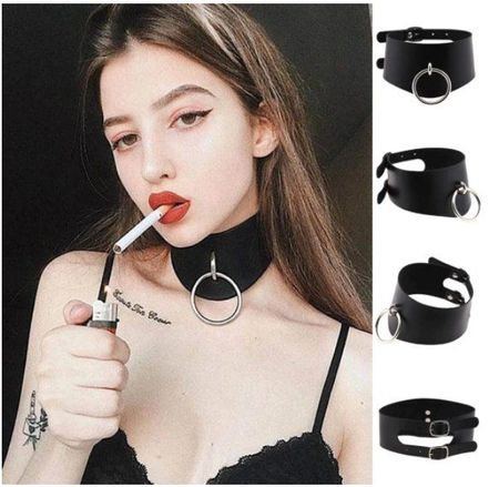 NEUES Halsband schwarz mit dem Ring der O - 221881