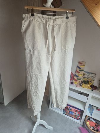 Hose Nulu New Look Leinenmix beige Grösse 44 gebraucht