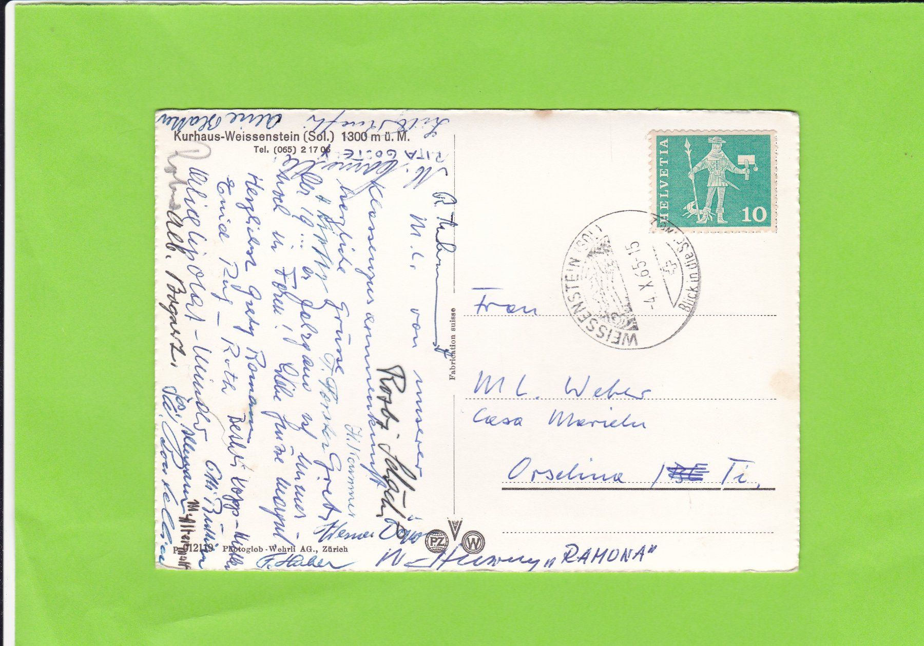 Cartoline postali: Sesselbahn Oberdorf-Weissenstein – Usato da St. Peterzell venduto da neckertal 1