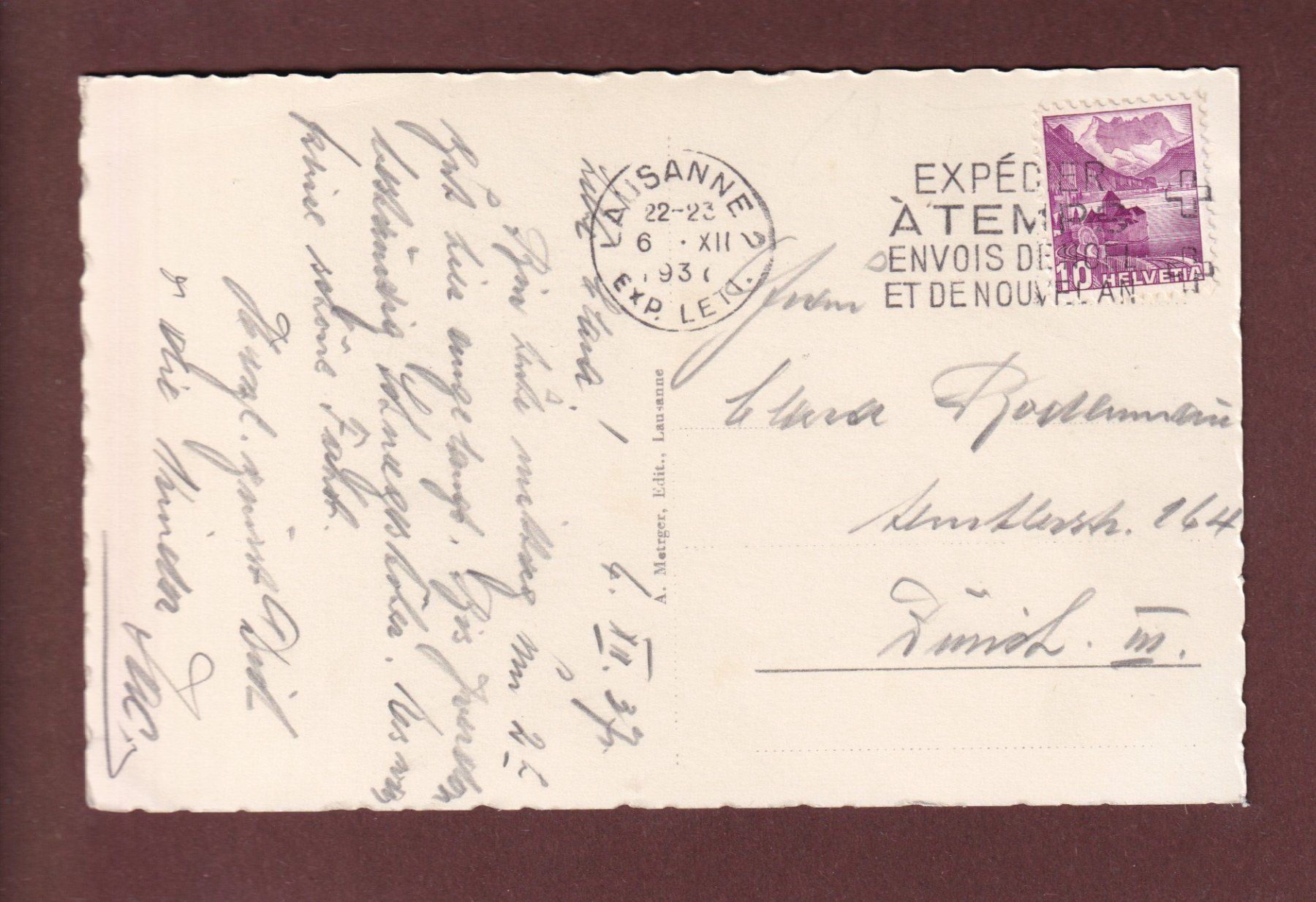 Cartes postales: LAUSANNE - Tour Bel-Air - 1937 – D'occasion à Pully par nicecards 1