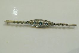 Antike Brosche Safir?Aquamarin  Diamant 14kt 5,4gr.