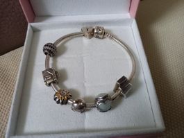 Sehr schönes Pandora Silber Armband mit 7 Charms