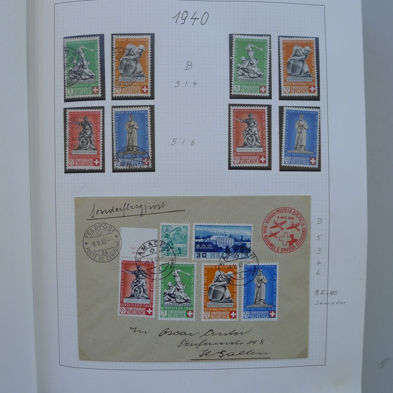 Tutti i francobolli: 1938-2015, grosse Sammlung Pro Patria in 2 Alben. – Usato da Sursee venduto da Luzernerraute 5