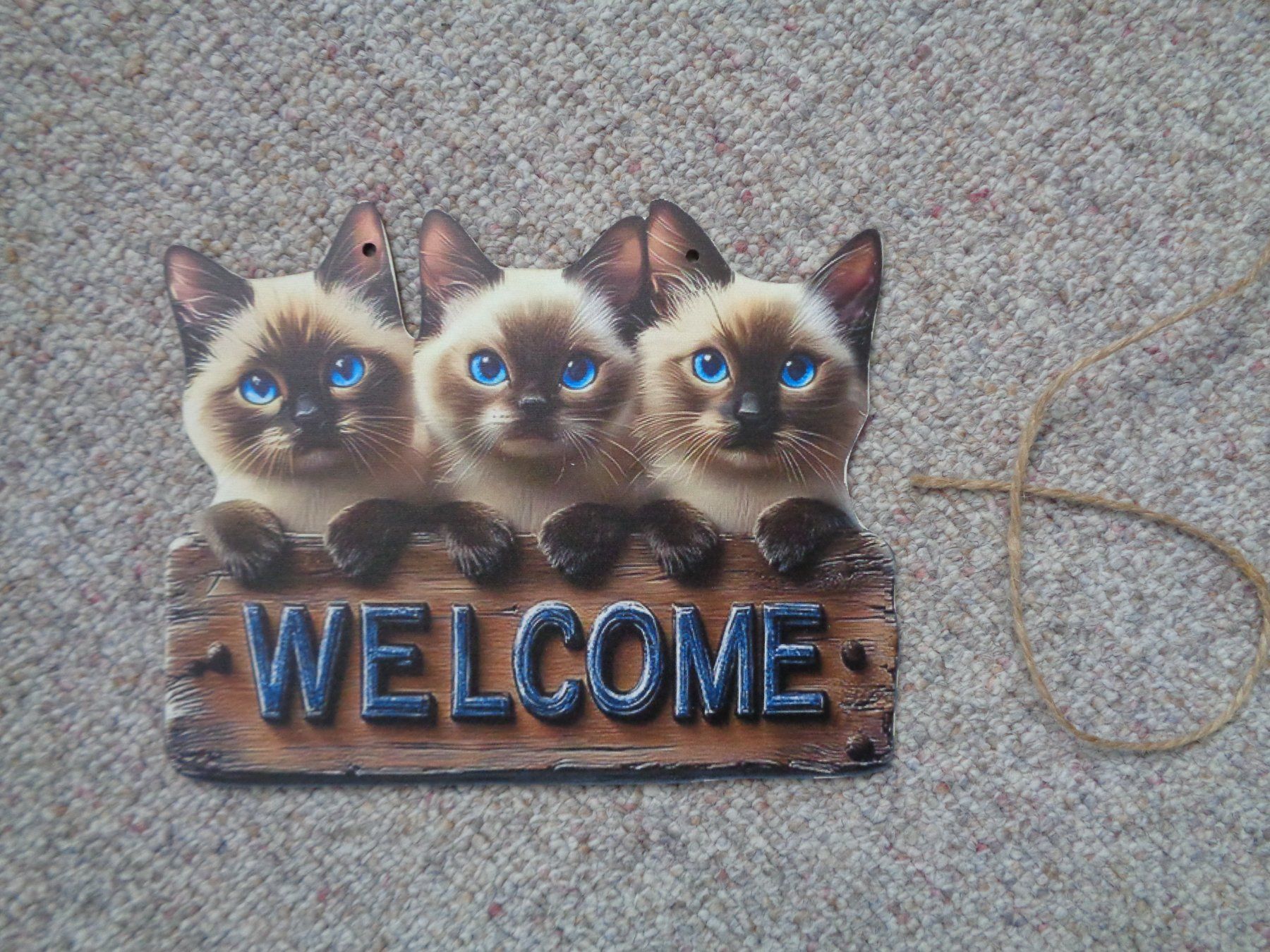 Insegne: Welcome Schild mit Siam Katzen (Holz) – Nuovo e nell'imballaggio originale da Langenbruck venduto da Gumsi 2