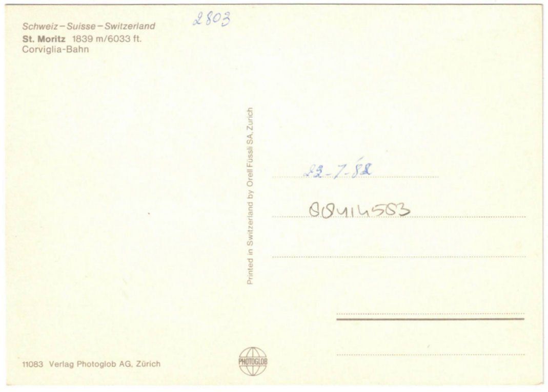 Cartes postales: St. Moritz - Standseilbahn Corviglia – D'occasion à Binningen par Mountainrider 1