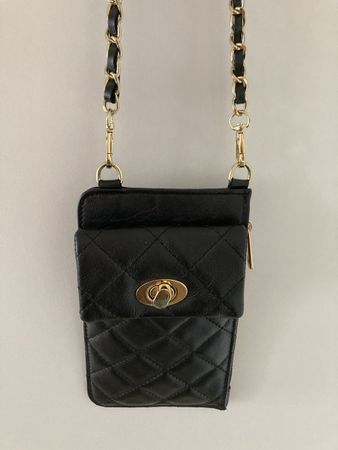 Schwarze Umhängetasche mit Goldkette - Top Zustand!