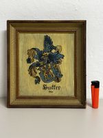 Wappenmalerei Gemälde Öl „Hutter 1400“ gerahmt 21.5x23.5cm