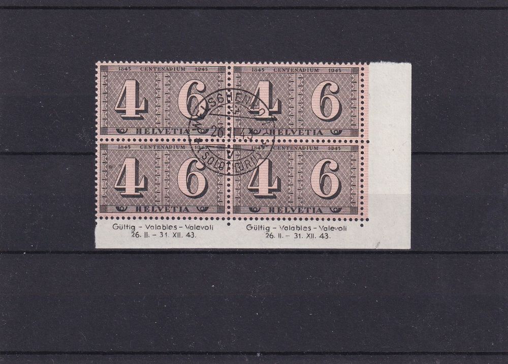 Centenaire timbre-poste suisse - N° 258 x 4 / Oblitéré (FDC) (Gebraucht ...