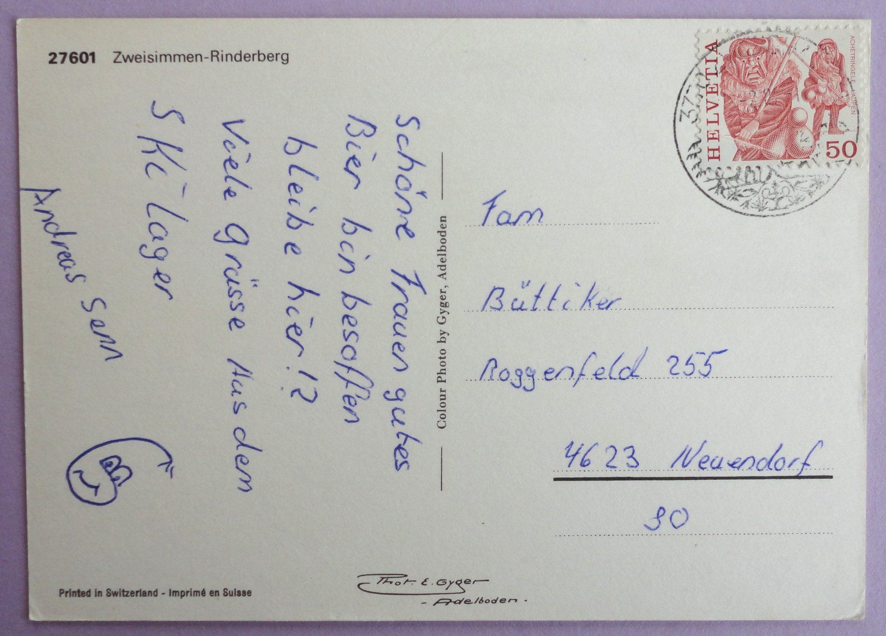 Cartoline postali: Zweisimmen-Rinderberg – Usato da Fétigny venduto da Billy2miny 1