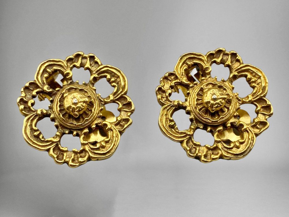Boucles D'oreilles Vintage - Plaquées Or - Occasion - Multicouleur