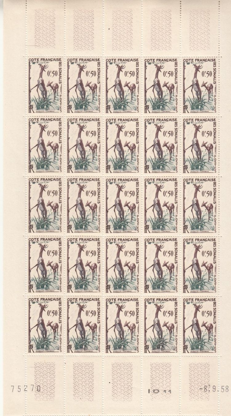 Tutti i francobolli: Französisch Somaliland, 3 Bogen postfrisch – Usato da Bürglen TG venduto da StampGraf 1