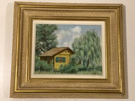 Albert Locca (1895-1965) Hütte im Grünen mit Bäumen und Gras
