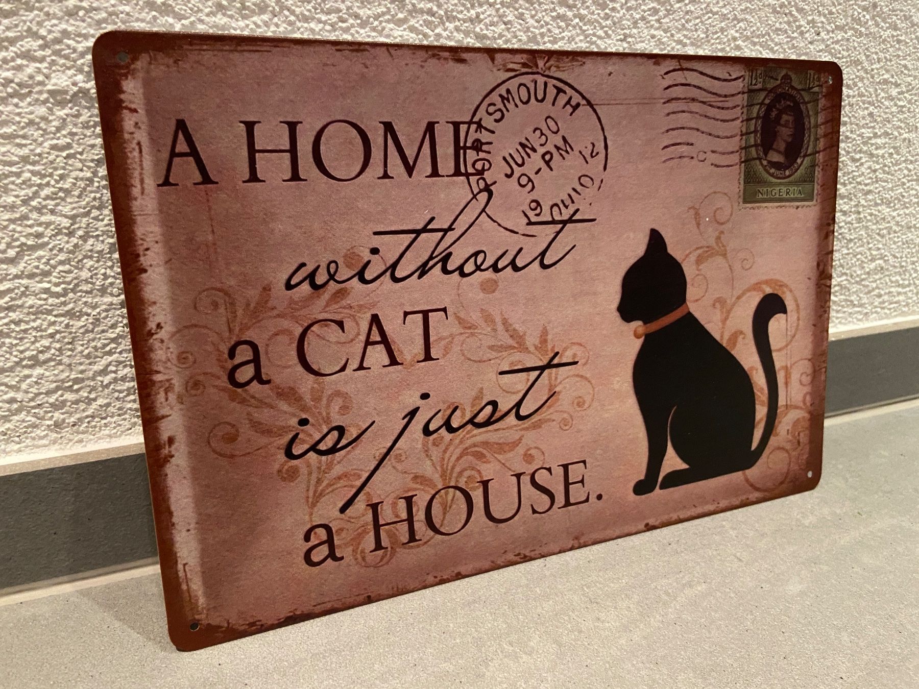 Schilder: A HOME  a CAT Vintage Blechschild Neu – Neu und originalverpackt aus Seon von Aaargauer01 7