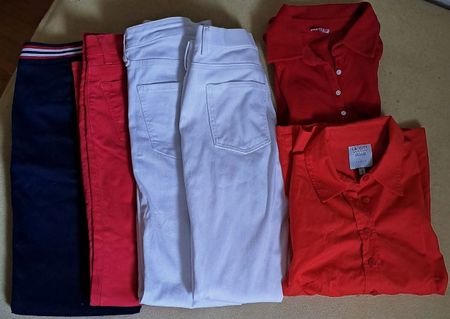 4 Hosen, 1 Shirt, 1 Bluse Mädchen, Grösse 34