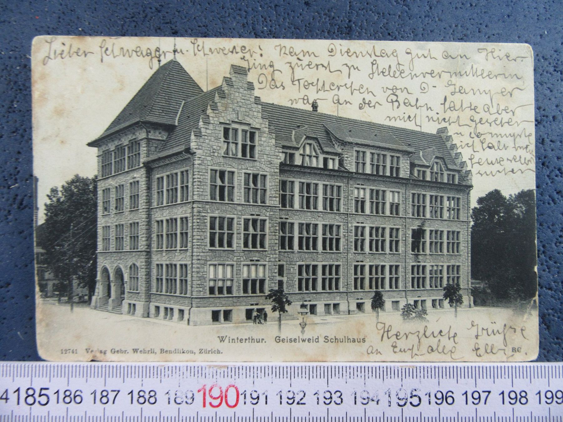 Cartoline postali: WINTERTHUR 1919 GEISELWEID SCHULHAUS ZH AK – Usato da Ettingen venduto da Hausi4711