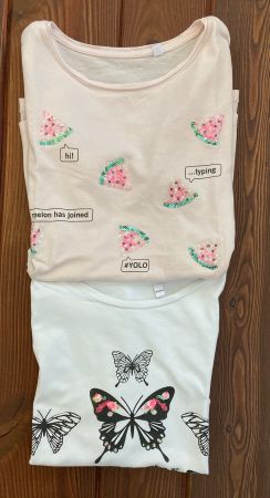 Lot de 2 T-shirts été fille 🦋🍉