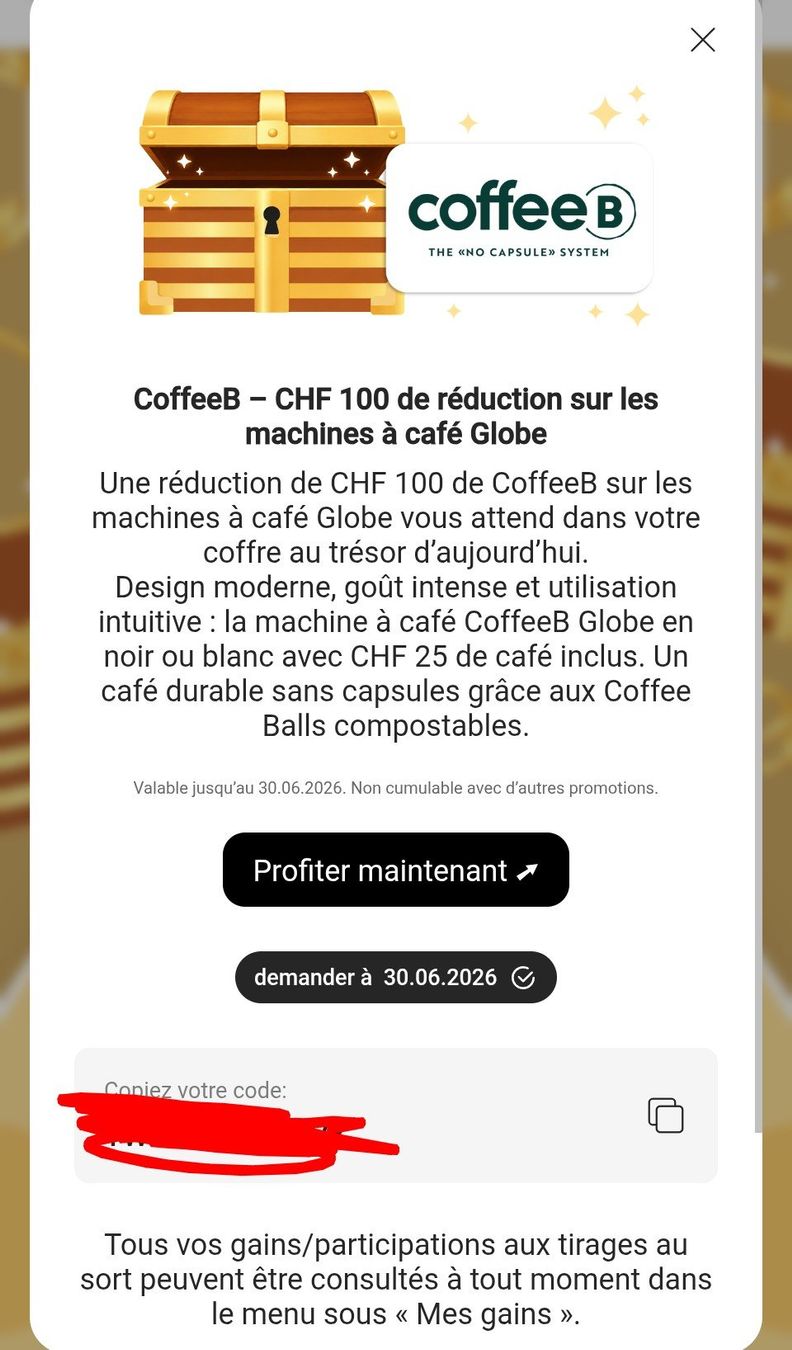 Buoni: Bon de 100.- pour un machine à café coffeeB – Nuovo (secondo la descrizione) da La Chaux-de-Fonds venduto da kerplunk1992 3