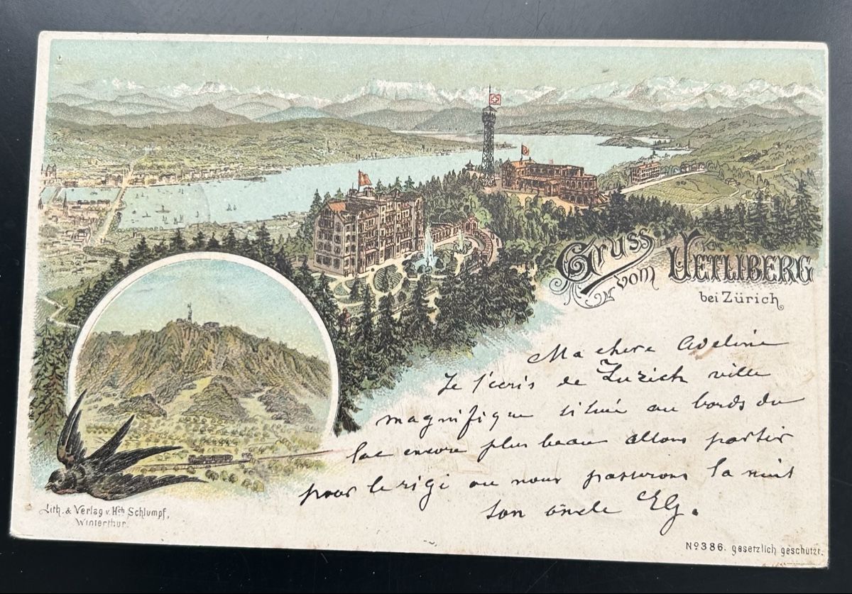 Cartoline postali: Gruss vom Uetliberg Schlumpf Litho  – Usato da Horw venduto da Tellbub