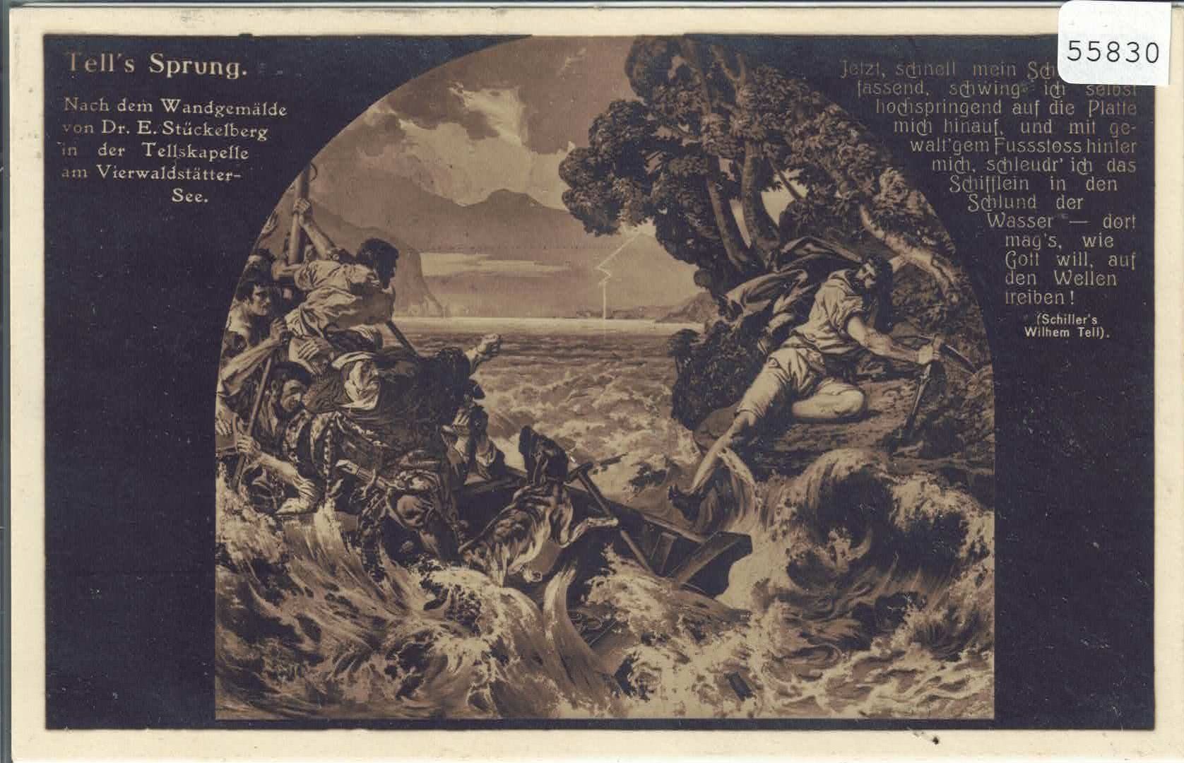 Cartoline postali: Tell's Sprung - Künstler: E. Stückelberg – Usato da Ettingen venduto da Kartenplanet