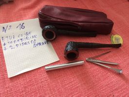 2 pipes Westminster avec étui cuir et accessoires