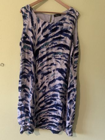 Elena Mirò Elegantes Sommerkleid Ärmellos Blau/Weiss