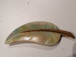 Brosche Blatt, Perlmut, Vintage