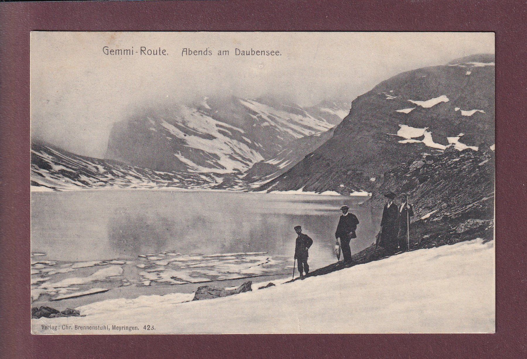 Cartoline postali: GEMMI-ROUTE - Daubensee - Leute - 1906 – Usato da Pully venduto da nicecards