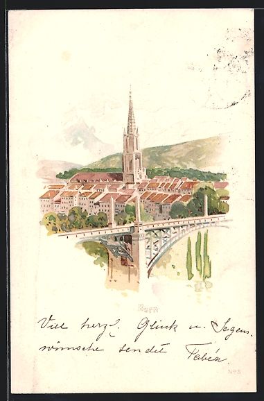 Cartes postales: Bern, Teilansicht mit Kirche, Chocolats  – D'occasion à Berlin par bartko-reher