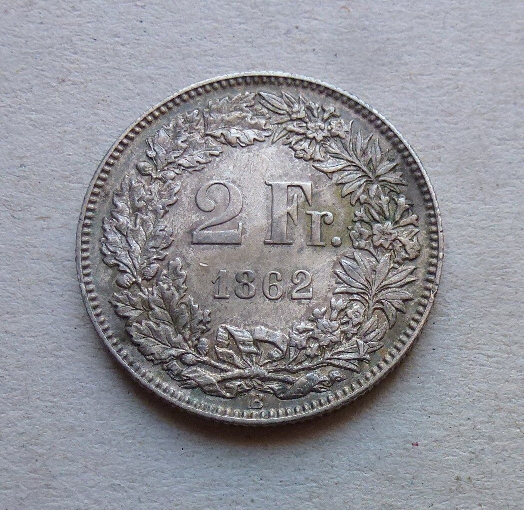 Tutti le monete: ++ 2.- Franken 1862, gute Erhaltung – Usato da Walkringen venduto da Casablanca777