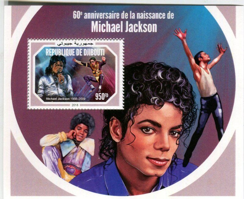 Tutti i francobolli: Block "Michael Jackson". Dschibuti – Nuovo e nell'imballaggio originale da Basel venduto da Butsch5