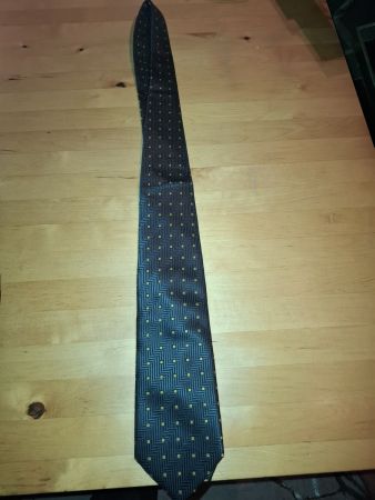 Krawatte Polyester grau mit gelben Punkten guter Zustand