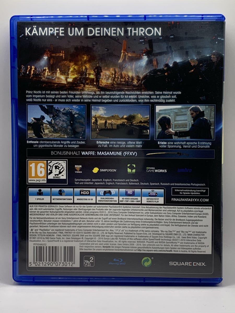 Sony Spiele: Final Fantasy XV - PS4 – Gebraucht aus Ostermundigen von RG-Collector 1