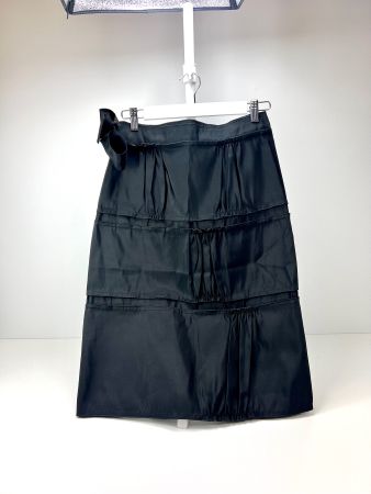 ALBERTA FERRETTI Seidenrock Schwarz mit Raffungen, Gr. D 34