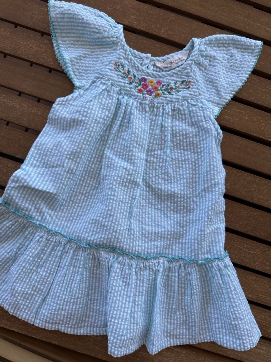 Kleider & Röcke: Robe bleu rayée fleurs  – Neu und originalverpackt aus Crassier von GGblue23515 1