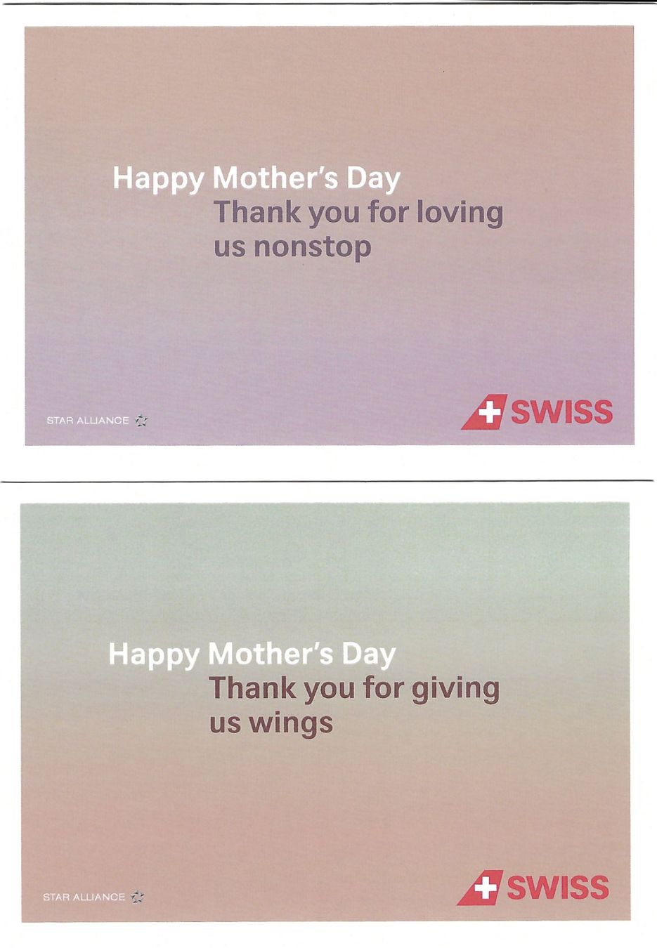 Cartes postales: Swiss, 2 Postkarten zum Muttertag 2026 – D'occasion à Fislisbach par Zigzag12