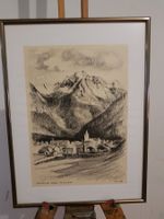 Original Kohlezeichnung "Casaccia gegen die Albigna" (1946)