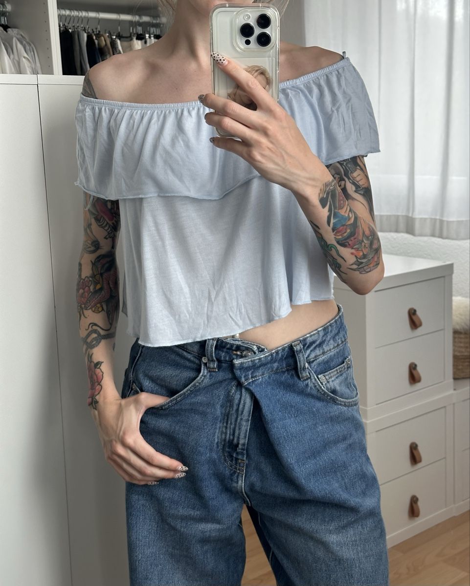 Topshop Top: Topshop Blusentop hellblau Grösse 36 – Usato da Frauenfeld venduto da vanyllua