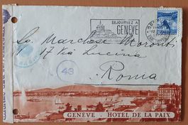 Illustrierter Hotelbrief Genéve, Hotel de la Paix, Zensur