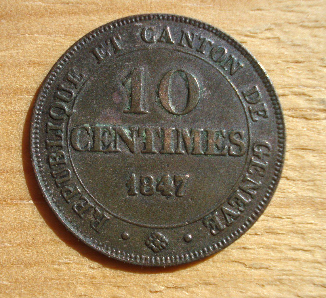 Tutti le monete: (D3) Genève 10 Centimes 1847 – Usato da Erlach venduto da Net-Coins