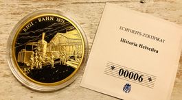 🇨🇭 Historia Helvetica vergoldete Medaille * Die Rigi-Bahn*
