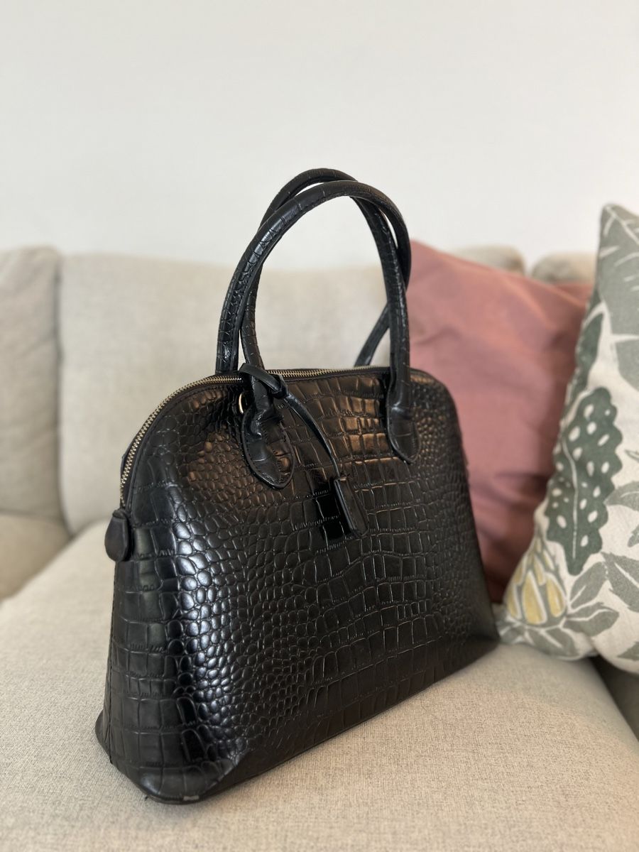 Taschen für Damen: Handtasche schwarz Krokoleder-Optik – Gebraucht aus Watt von morhea 1
