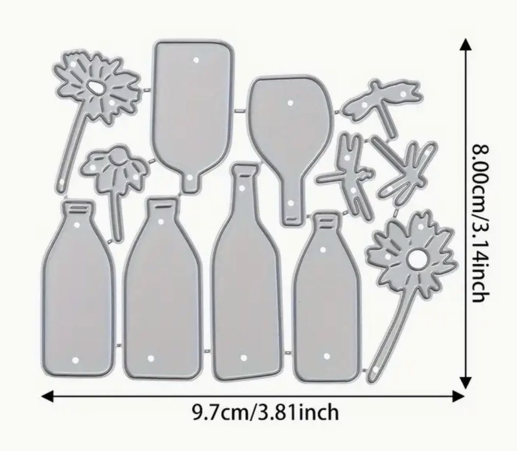Sciablone: Vasen mit Blumen und Libellen   - Stanzschablone – Nuovo e nell'imballaggio originale da Frenkendorf venduto da jazzplatten 1