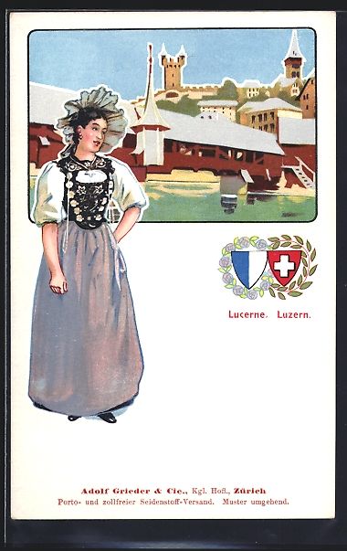 Cartoline postali: Luzern / Lucerne, Schweizerin in Tracht, – Usato da Berlin venduto da bartko-reher