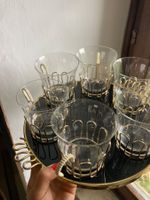 Set Tasse vintage Plateau Tasses Glass