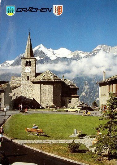 Cartes postales: GRÄCHEN Kirche - Auto – D'occasion à Jona par philajona