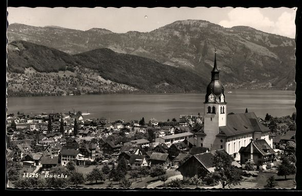 Ansichtskarten: AK Buochs, Kirche mit Seeblick – Gebraucht aus Berlin von bartko-reher