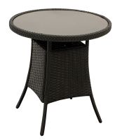 Garten Beistelltisch VARESE 60cm rund Geflecht schwarz